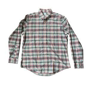 Brooks Brothers Plaid Button Down Shirt Grey Red